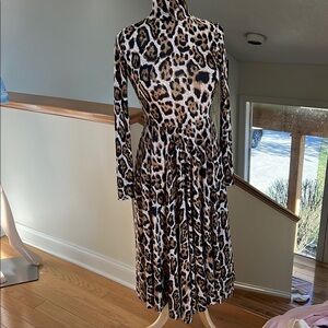 Leopard Print Long Sleeve Dress